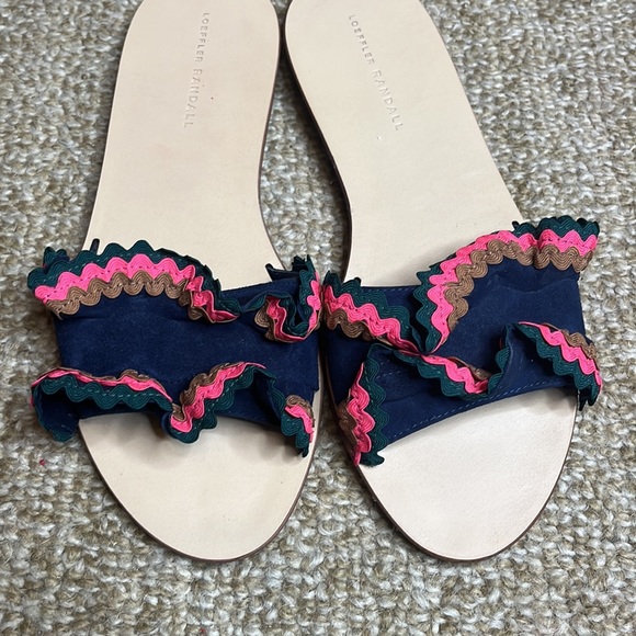 Loeffler Randall Birdie Suede Flat Ruffled Sandals in Multicolor - Picture 4 of 6